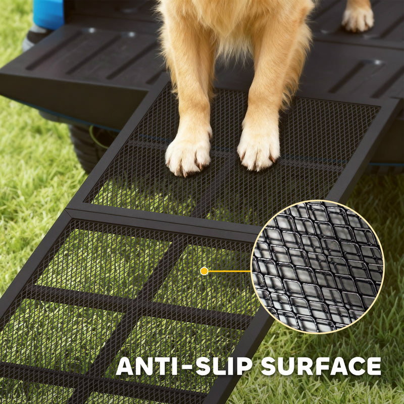 Extra Long Dog Ramp for Car with Non Slip Surface Ideal for Large Pets Black AOSOM