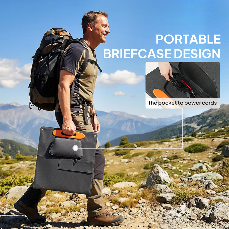 100W Foldable Solar Panel Charger with USB Fast Charging for Camping and Hiking Black AOSOM
