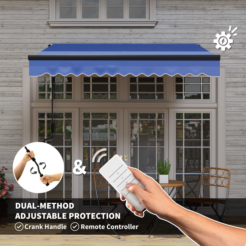 Blue 2.5 x 2m Electric Retractable Awning with LED Light and Remote Control by Outsunny