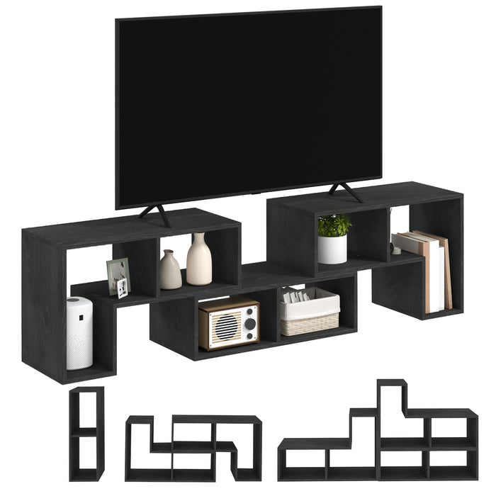 Black Extendable TV Stand for TVs up to 75 Inches with Storage Shelves by HOMCOM