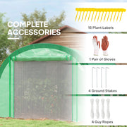 Large Polytunnel Greenhouse With Mesh Door Windows And Plant Labels For Garden Growing Green AOSOM