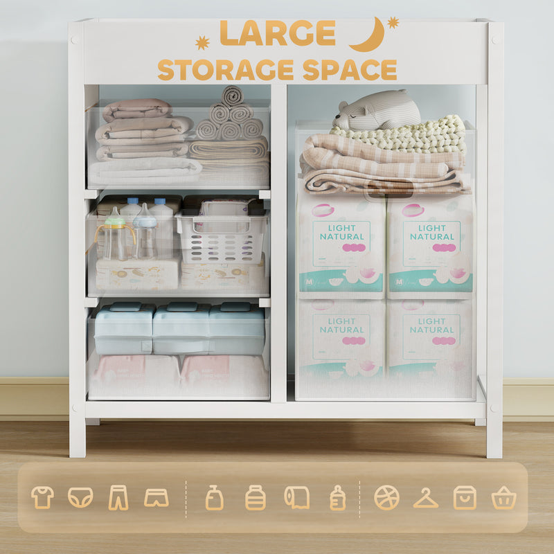 Baby Changing Unit with 4 Drawers and Padded Mat for Nursery or Bedroom, White