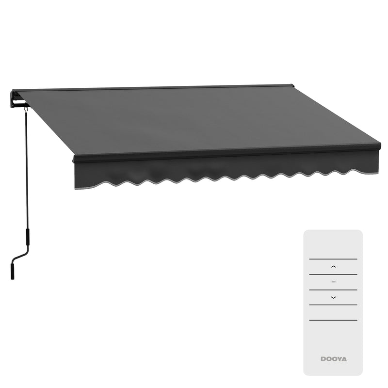 Dark Grey 3 x 2m Electric Awning With Remote Control And Aluminium Frame For Patios