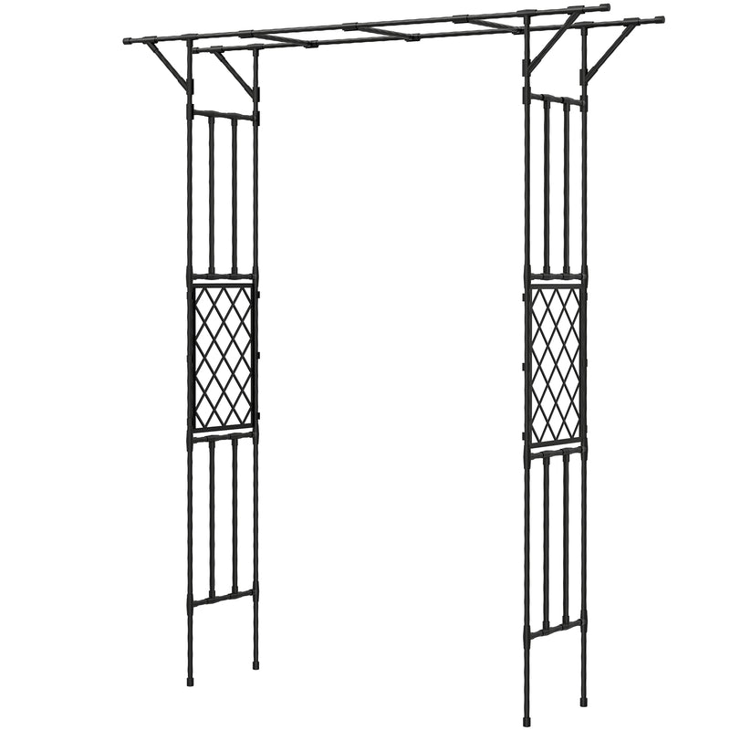Garden Arch for Climbing Plants with Rust Resistant Steel Frame for Outdoor Decoration Black Outsunny