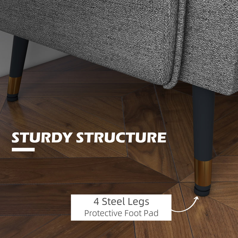 Modern Dark Grey Two Seater Loveseat Sofa With Cushions and Steel Legs by HOMCOM