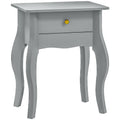 French Style Side Table With Storage Drawer Ideal For Bedrooms Or Living Rooms, Grey