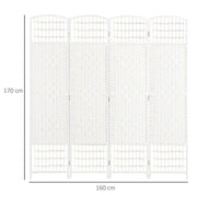 4 Panel Folding Room Divider Privacy Screen for Home or Office Use Freestanding, White