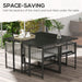 Five Piece Metal Patio Dining Set with Folding Back Chairs Light Grey by Outsunny