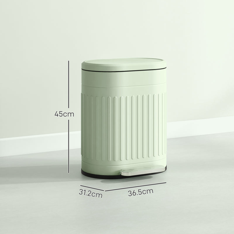 Light Green 20L Metal Kitchen Pedal Bin With Soft Close Lid by HOMCOM