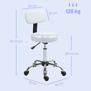 White 360 Degree Swivel Salon Stool with Adjustable Height by HOMCOM