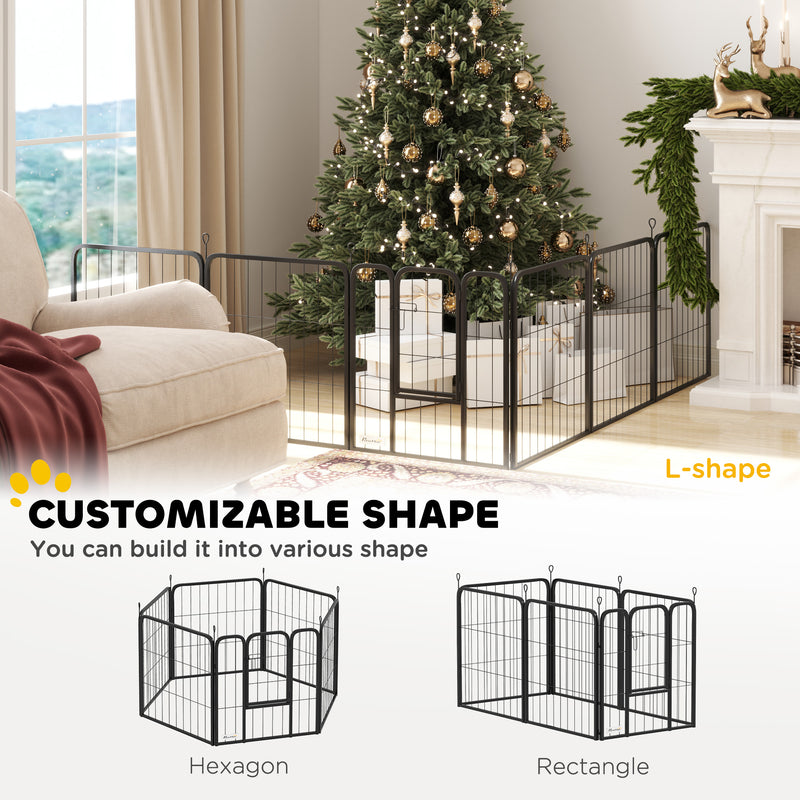 6 Panel Heavy Duty Dog Playpen with Secure Door for Indoor and Outdoor Use 60cm High by PawHut