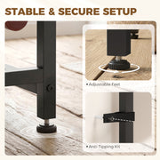 Slim Wine Rack for Small Spaces with Bottle and Glass Storage Rustic Brown Black Homcom