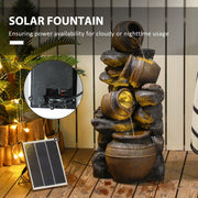 Solar Powered 4 Tier Garden Water Fountain With LED Lights For Indoor Or Outdoor Use