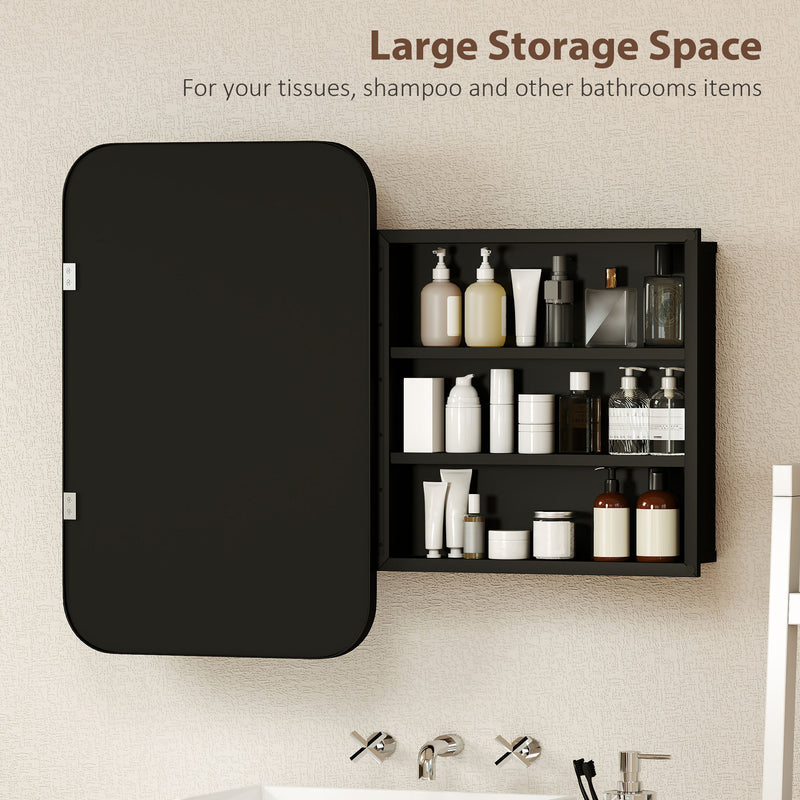 Bathroom Wall Cabinet with Mirror and Shelves for Organised Storage Black