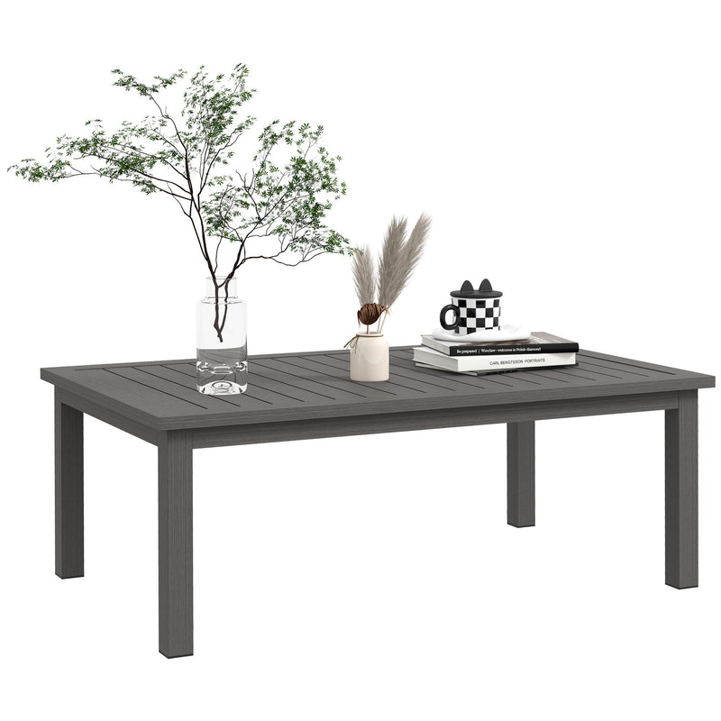 Brown Aluminium Rectangular Outdoor Coffee Table 100cm x 60cm Weather Resistant For Garden Use
