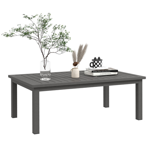 Brown Aluminium Rectangular Outdoor Coffee Table 100cm x 60cm Weather Resistant For Garden Use