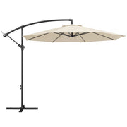 Garden Cantilever Parasol with Adjustable UV Shade and Easy Crank for Patio or Lawn Cream White AOSOM