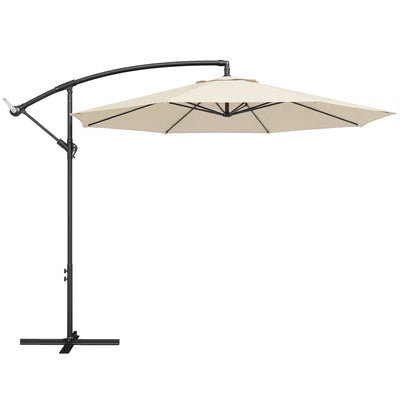 Garden Cantilever Parasol with Adjustable UV Shade and Easy Crank for Patio or Lawn Cream White AOSOM