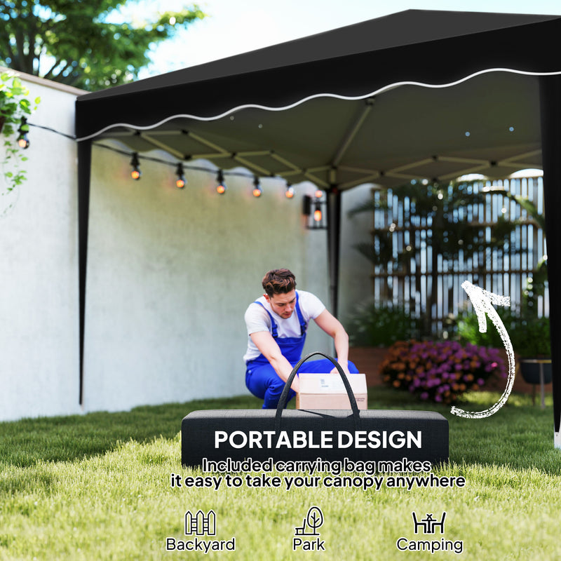 3x3m Black Pop Up Gazebo With Carrying Bag For Outdoor Events by Outsunny