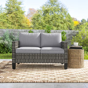 Two Seater Rattan Outdoor Sofa Dark Grey Weather Resistant by Outsunny