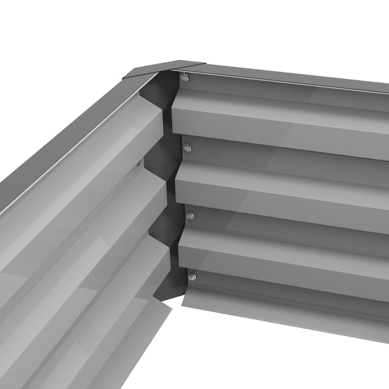 Light Grey Steel Raised Garden Bed for Vegetables Herbs and Flowers 120 x 60 x 30 cm