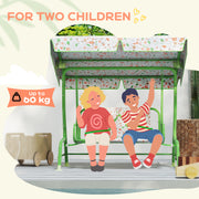 Kids 2 Seater Garden Swing Chair with Adjustable Canopy and Safety Belt in Green by AIYAPLAY
