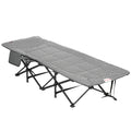 Black Foldable Padded Camp Bed With Cup Holder And Carry Bag For Garden Or Camping