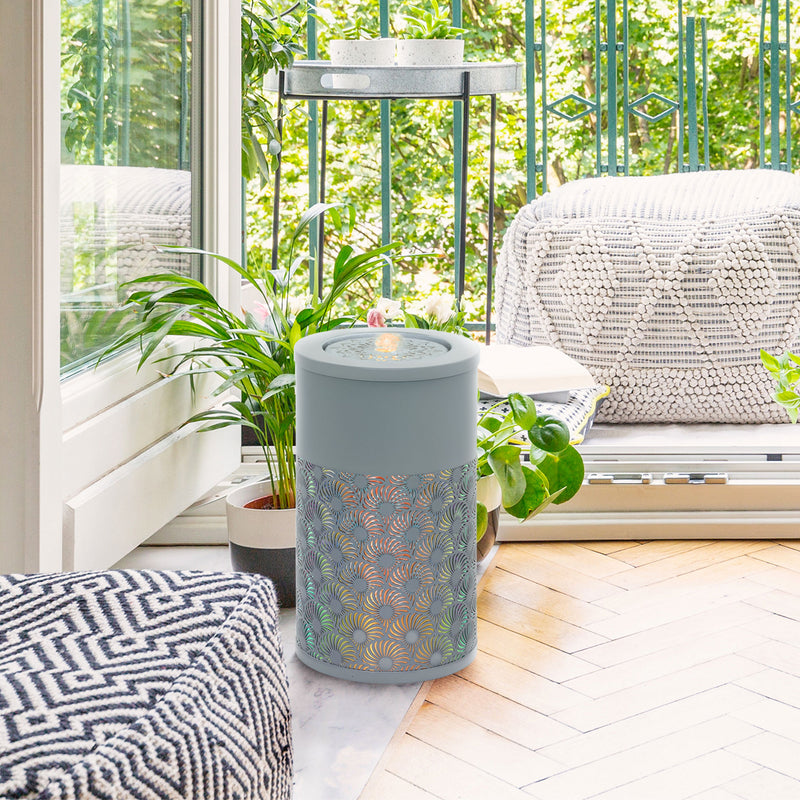 Light Grey Garden Water Fountain with LED Lights Adjustable Flow 30 cm Indoor Outdoor by Outsunny