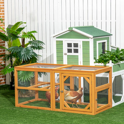Wooden Chicken Coop with Perches and Doors for 2 to 4 Hens Easy Access Design Natural Wood