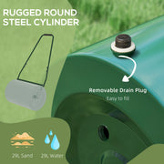 63L Heavy Duty Garden Lawn Roller Drum Steel Water or Sand Filled Dark Green by Outsunny