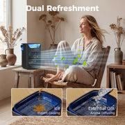 Desk Fan and Humidifier with Night Light for Cool Fresh Air at Home or Office Black AOSOM