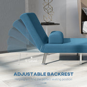 Blue Velvet Feel Single Sleeper Chair Comfortable Space Saving Design by HOMCOM