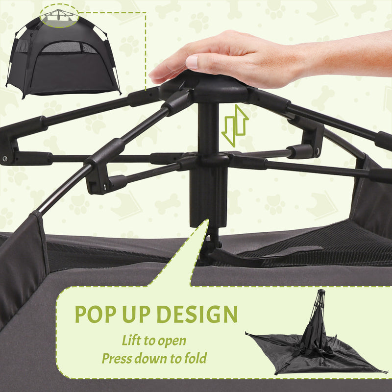 Foldable Dog Cat Tent with Water Resistant Oxford and Carry Bag for Extra Large Dogs Charcoal Grey by PawHut
