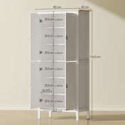 Tall Kitchen Pantry Cupboard with Adjustable Shelves and Motion Sensor Light White