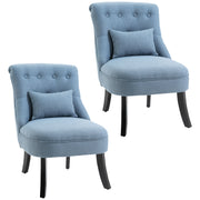 Set of 2 Upholstered Tub Chairs with Cushion and Solid Wood Legs for Home Use Blue
