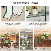 4 Tier Lean-to Mini Greenhouse with Reinforced PE Cover and Roll-Up Door by Outsunny