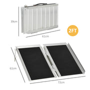 Folding Aluminium Wheelchair Ramp with Carry Handle for Mobility Access Support Silver AOSOM
