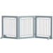 Grey Foldable Pet Gate with Three Panels and Two Support Feet by PawHut