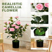 Artificial Camellia Plant 65 cm for Easy Indoor Decoration No Maintenance Pink Homcom