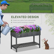 Raised Wooden Garden Planter with 8 Compartments for Herbs and Vegetables Dark Grey AOSOM