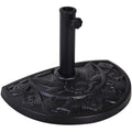 Black 9kg Half Round Parasol Base Resin Umbrella Stand Floral Design for Garden Outdoor by Outsunny