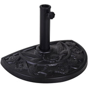 Black 9kg Half Round Parasol Base Resin Umbrella Stand Floral Design for Garden Outdoor by Outsunny