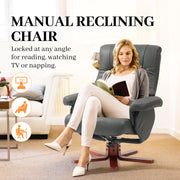 Black Faux Leather Manual Recliner Armchair with Matching Footstool Set by HOMCOM