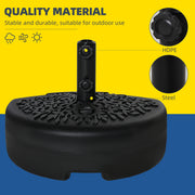 Black Half Parasol Umbrella Base Fillable With Water or Sand by Outsunny