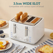 4 Slice Toaster and 17L Rapid Boil Kettle Set With Adjustable Controls Cream AOSOM