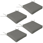 Charcoal Grey 4 Piece Seat Cushion Set With Ties For Garden Chairs Or Indoor Use