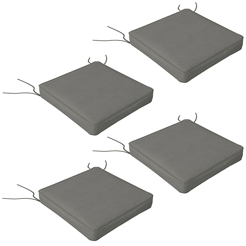 Charcoal Grey 4 Piece Seat Cushion Set With Ties For Garden Chairs Or Indoor Use