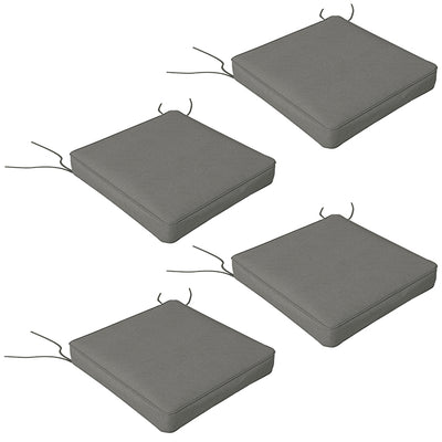 Charcoal Grey 4 Piece Seat Cushion Set With Ties For Garden Chairs Or Indoor Use