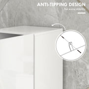 Tall Slim White High Gloss Bathroom Cabinet with Multi Storage by Kleankin