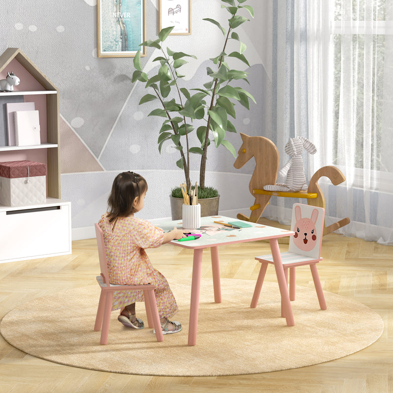 Kids Table and Chair Set with Two Seats Perfect for Play and Learning Ages 3 to 6, Pink